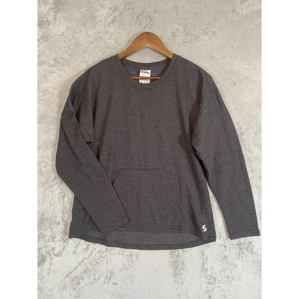 Soffe Pullover Sweatshirt Womens Medium‎ Gray Kangaroo Pocket Athleisure Lounge
